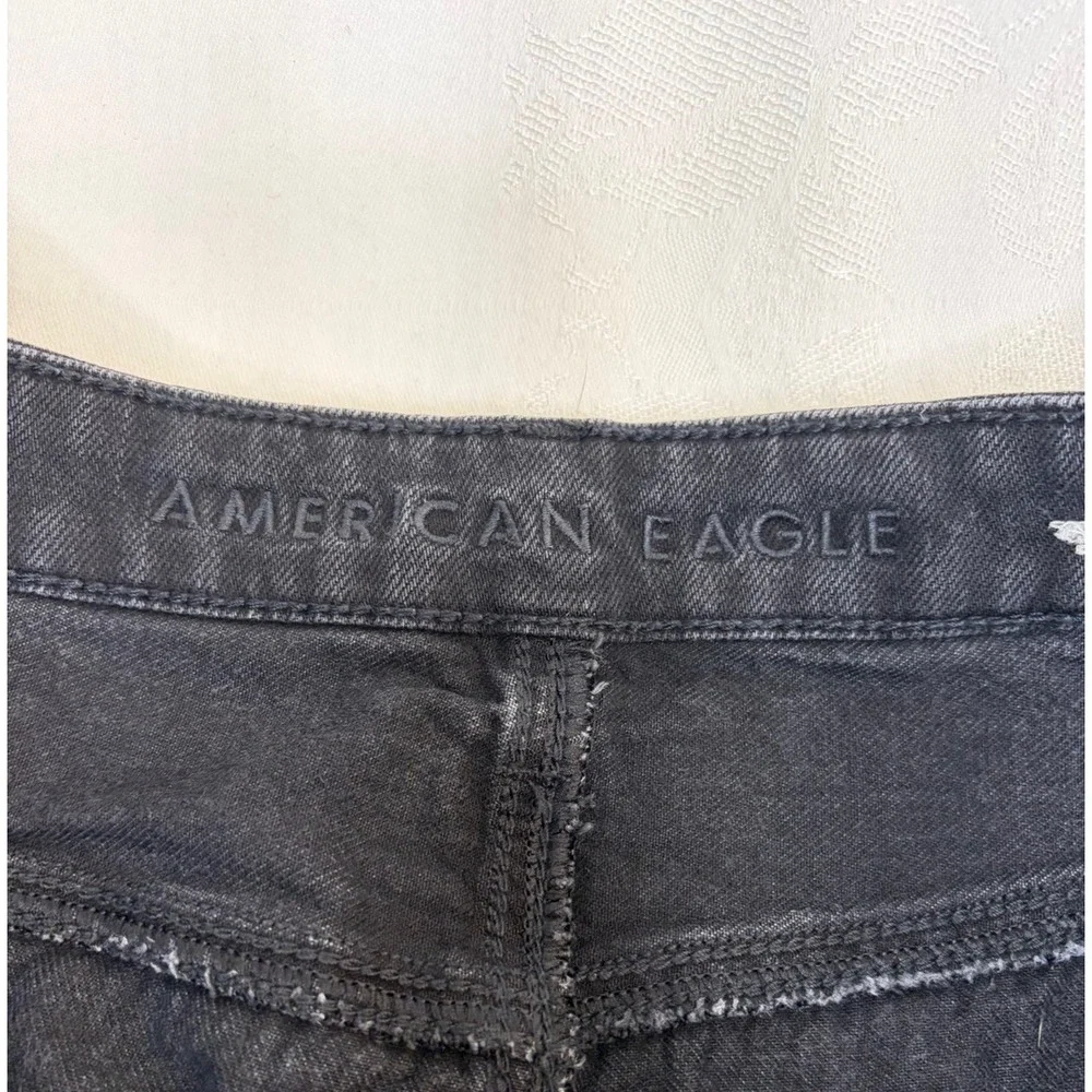 American Eagle Women's Black Denim Shorts Size 16 Distressed Jean Shorts